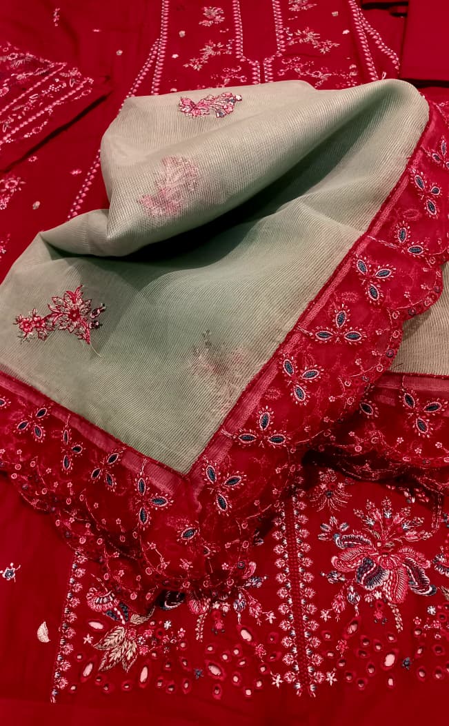 HUSSAIN REHAR MAHOGANY 3pc Unstitched