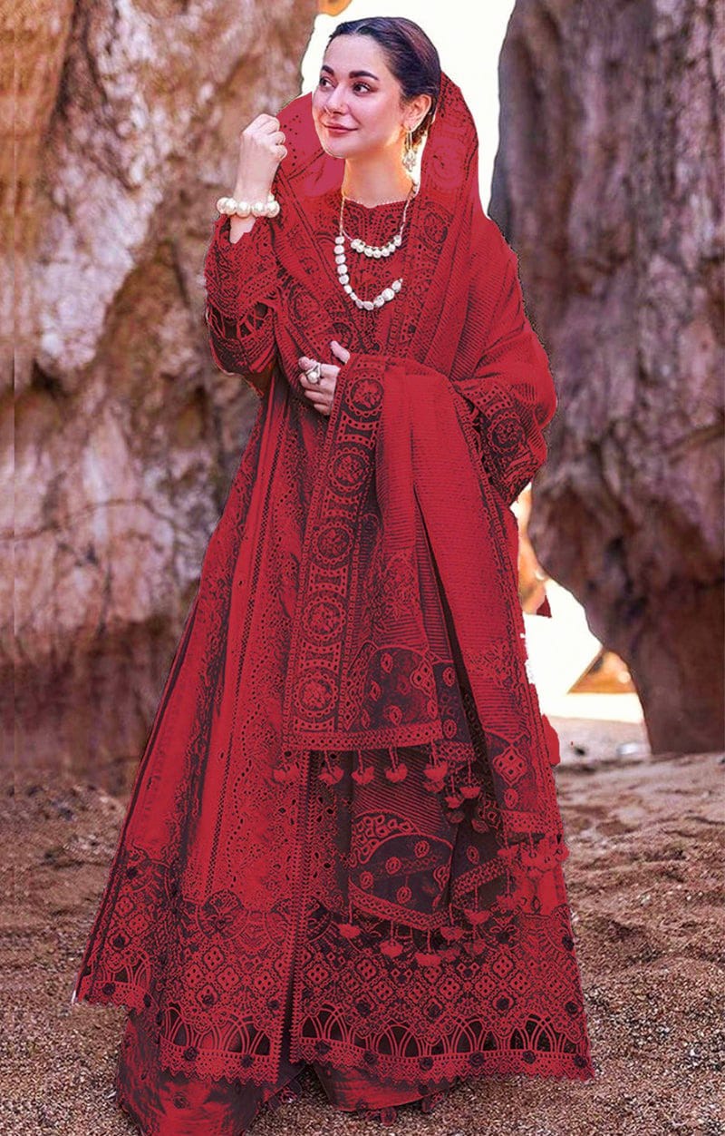 QALAMKAR SAHIL KINARE FP05 RED Unstitched