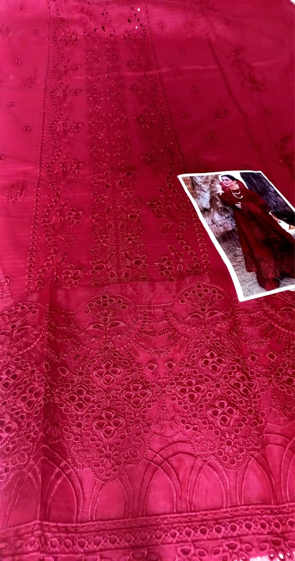 QALAMKAR SAHIL KINARE FP05 RED Unstitched
