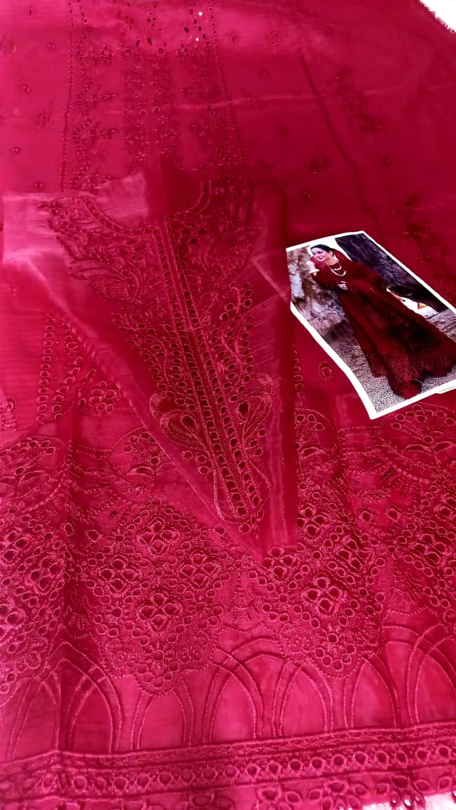 QALAMKAR SAHIL KINARE FP05 RED Unstitched