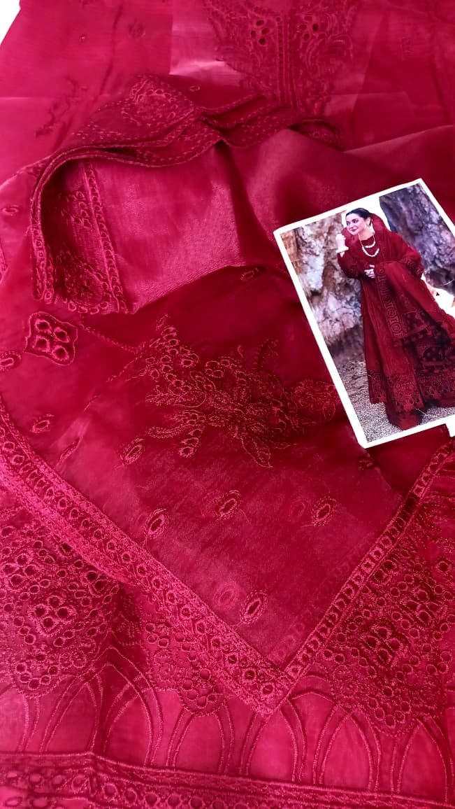 QALAMKAR SAHIL KINARE FP05 RED Unstitched
